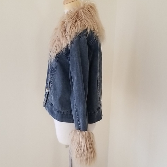 NWT! V.Cristina large faux fur denim jacket - Picture 2 of 7